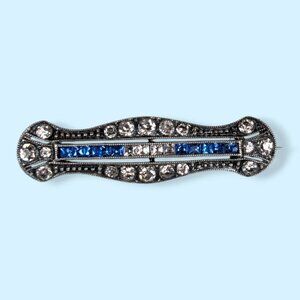 Antique Birks Sterling Crystal Bar Brooch
